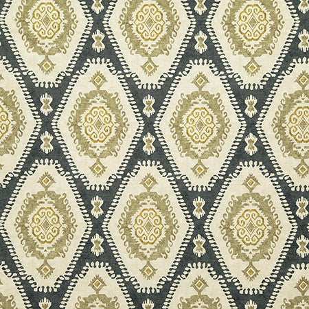 Thornwood Graphite by Carole Designer Fabric Evergreen 100% Cotton Spain 18" V, 4 1/2" H HD 54" - Swanky Fabrics -