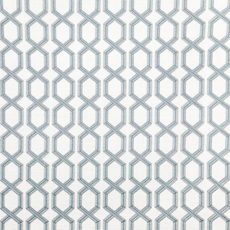 Next To Me Aegean by Carole Designer Fabric Dewdrop Base: 97% Polyester, 3% Linen. Embr: 100% Polyester India 4 1/2" V, 4 1/4" H 52" - Swanky Fabrics -