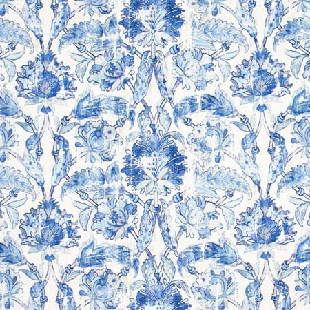 Grove Garden Porcelain Blue by Carole Designer Fabric Red Sea 100% Polyester India 19 1/8" V, 27 1/2" H 56 1/4" - Swanky Fabrics -