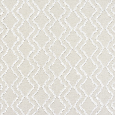 Follow Me White by Carole Designer Fabric Moonstone 51% Recycled Polyester, 30% Polyester, 12% Cotton, 7% Linen India 28,500 Wyzenbeek Double Rubs 4 1/2" V, 7 3/4" H HD 54" - Swanky Fabrics -