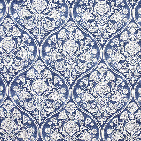 Live Your Life Indigo by Carole Designer Fabric Wellington 75% Cotton, 25% Linen-Stain Resistant KOREA 10,000 Wyzenbeek Double Rubs 17 1/2" V, 13 1/4" H HD 54.5" - Swanky Fabrics -