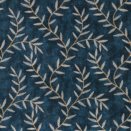 Made To Endure Navy by Carole Designer Fabric Making Waves Base: 100% Polyester Embr: 100% Polyester N/A 15 3/8" V, 17" H 50" - Swanky Fabrics -