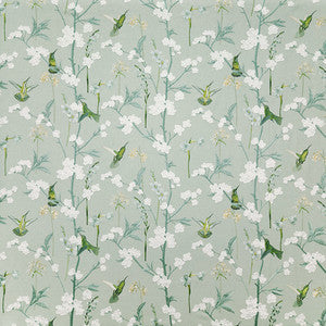 Hummingbird Gathering Jade by Carole Designer Fabric