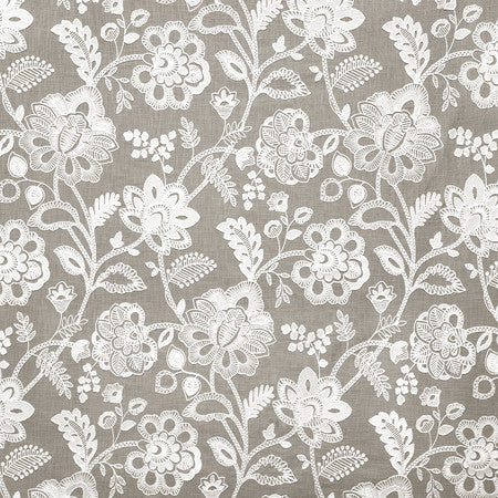 Made With Heart Urban Grey by Carole Designer Fabric Neutral Ground Base: 100% Cotton Embr: 62% Cotton, 38% Viscose India 30 1/2" V, 12 3/4" H HD 52 1/4"" - Swanky Fabrics -
