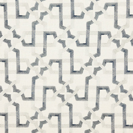 Meet Again Denim by Carole Designer Fabric Dawn & Dusk Base: 69% Cotton, 31% Polyester. Embr: 100% Viscose India 12 1/2" V, 12 1/2" H 51" - Swanky Fabrics -