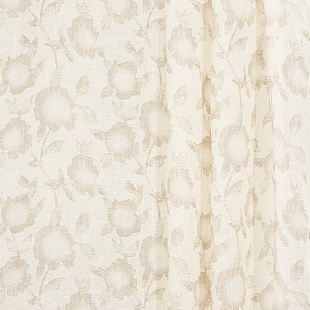 Cottage Roses Natural by Carole Designer Fabric Perfect Balance 100% Linen India 7 1/4" V, 6" H 54" - Swanky Fabrics -