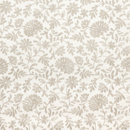 Love Language Pearl by Carole Designer Fabric Neutral Ground Base: 52% Polyester, 48% Cotton Embr: 100% Viscose India 18 7/8" V, 17" H 51"" - Swanky Fabrics -