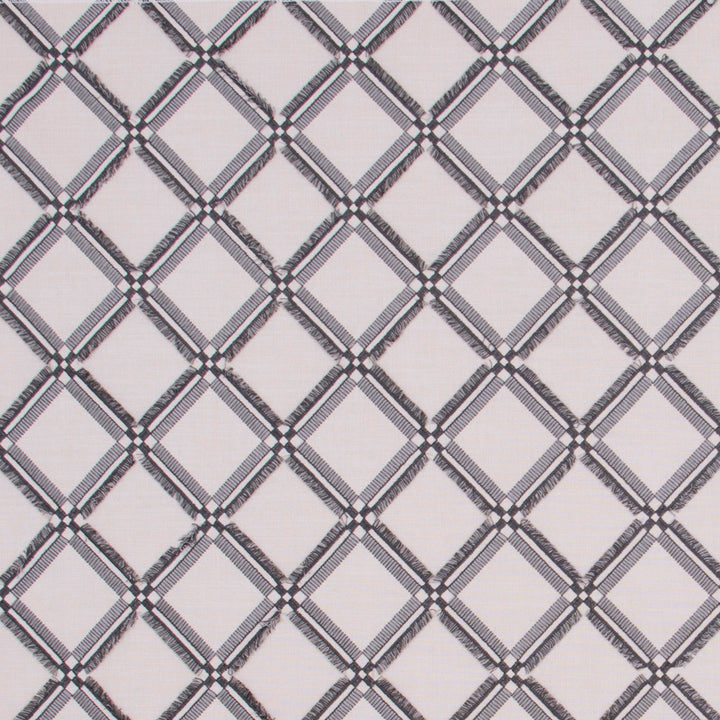 Diamonds Within Charcoal by Carole Designer Fabric White Smoke 42% Cotton, 42% Viscose, 16% Polyester India Passes 20,000 Double Rubs Wyzenbeek Horizontal: 4.5 and Vertical: 4.5 53.75 - Swanky Fabrics -