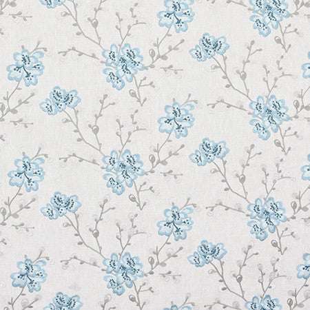 Darling Blooms Bluejay by Carole Designer Fabric Bluebell 52% Cotton, 48% Polyester India 9 1/4" , 26 3/8" H HD 52.75" - Swanky Fabrics -
