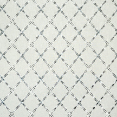 Diamond Array Slate by Carole Designer Fabric Misty Glen Base: 100% Cotton Embr: 100% Rayon India 7 3/4" V, 6 1/4" H 51"" - Swanky Fabrics -