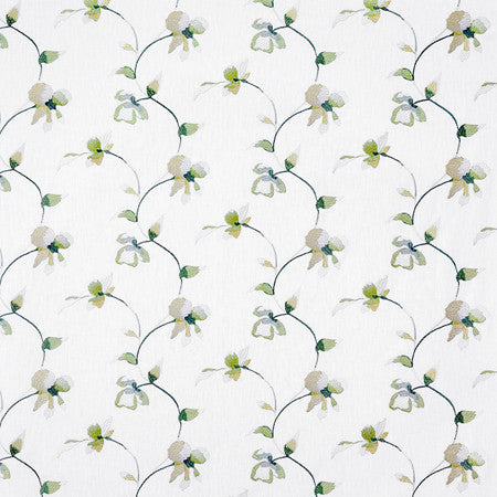 All My Heart Herbal by Carole Designer Fabric Misty Glen Base: 52% Polyester, 48% Cotton Embr:100% Viscose India 9 1/4" V, 9 1/4" H HD 53"" - Swanky Fabrics -