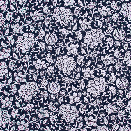 Simply Attractive Navy by Carole Designer Fabric Bluebird 52% Polyester, 48% Cotton India Passes 51,000 Double Rubs Wyzenbeek 9 1/2" V, 13" H 52" - Swanky Fabrics -