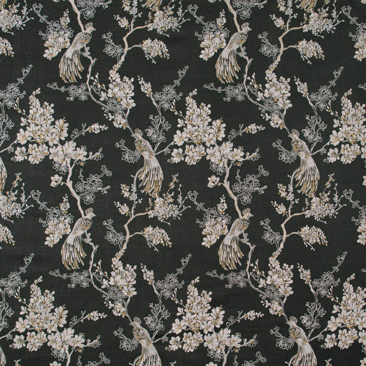 Bird In Waiting Noir by Carole Designer Fabric Birch 63% Polyester, 37% Viscose India N/A Horizontal: 135 and Vertical: 20625 51 - Swanky Fabrics -