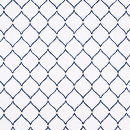 You Got Me Navy by Carole Designer Fabric MOUNTAIN SKY 70% Cotton, 25% Polyester, 5% Linen India 6 1/4" V, 4 1/4" H 52" - Swanky Fabrics -