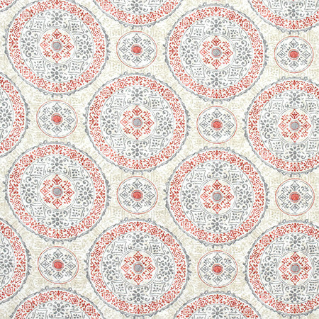 Place Setting Coral by Carole Designer Fabric Artisan 100% Cotton PAKISTAN 12 1/2" V, 13 1/2" H HD 55" - Swanky Fabrics -