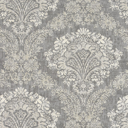 Maryland Avenue Grey by Carole Designer Fabric Moonstone 100% Cotton-Soil Repellent Usa 26 3/4" V, 27 3/4" H HD 56.5" - Swanky Fabrics -