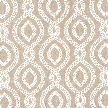Historic District Linen by Carole Designer Fabric Earthbound Base: 68% Polyester, 21% Linen, 11% Cotton Embr: 100% Polyester 51,000 Wyzenbeek Double Rubs 6 1/4" V, 3 1/4" H HD 54" - Swanky Fabrics -
