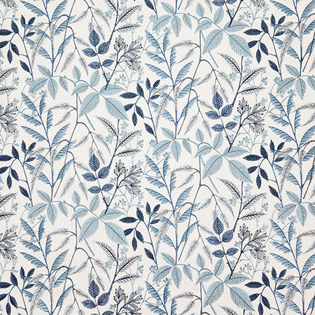 My Friends Cornflower by Carole Designer Fabric Dewdrop Base: 58% Cotton, 42% Polyester. Embr: 100% Rayon India 12 1/2" V, 12 1/2" H HD 50" - Swanky Fabrics -