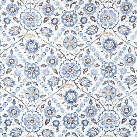 In Season Chambray by Carole Designer Fabric Blue Crush 100% Cotton India 17 3/4" V, 6 1/2" H HD 55"" - Swanky Fabrics -