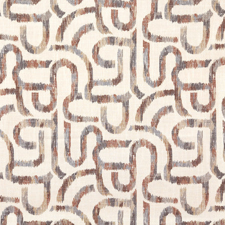 Busy Schedule Paprika by Carole Designer Fabric Sunset Serenade 36% Polyester, 26% Cotton, 22% Viscose, 16% Linen China 27" V, 13" H HD 55"" - Swanky Fabrics -