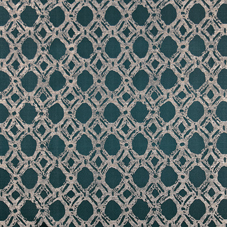 Never Lost Peacock by Carole Designer Fabric Blue Steel 100% Polyester China 60,000 Wyzenbeek Double Rubs </p><p>Repeat: 11 3/4" V, 14 5/8" H 56" - Swanky Fabrics -