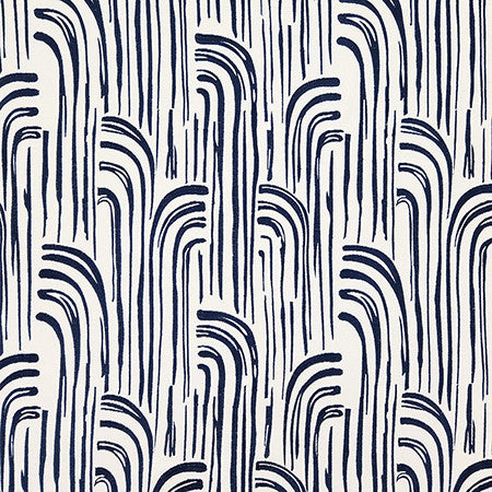 Water Works Navy by Carole Designer Fabric Dawn & Dusk Base: 100% Cotton, Embr: 73% Cotton, 27% Polyester India N/A 15 3/8" V, 16 1/2" H 50.375" - Swanky Fabrics -