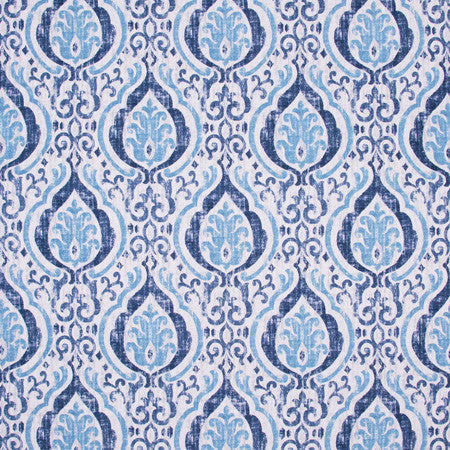 Be Brave Sapphire by Carole Designer Fabric Bluebird 100% Cotton- Soil Repellent China 18" V, 13 1/2" H HD 56" - Swanky Fabrics -