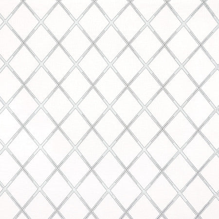 Diamond Array Silver by Carole Designer Fabric Neutral Ground Base: 100% Cotton Embr: 100% Rayon India 7 3/4" V, 6 1/4" H 51"" - Swanky Fabrics -