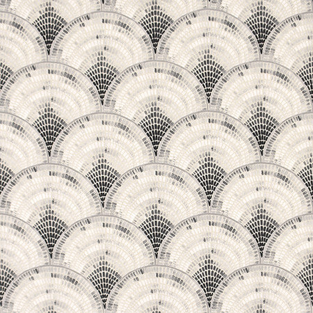 Mosaic Fan Ebony by Carole Designer Fabric Moonstone 100% Cotton-Soil Repellent Pakistan 9" V, 9" H HD 56.5" - Swanky Fabrics -