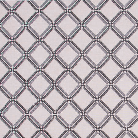 Diamonds Within Charcoal by Carole Designer Fabric White Smoke 42% Cotton, 42% Viscose, 16% Polyester India Passes 20,000 Double Rubs Wyzenbeek </p><p>Repeat: 4 1/2" V, 4 1/2" H 53.75" - Swanky Fabrics -