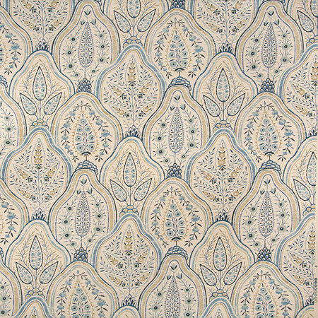 Friendly Face Indigo by Carole Designer Fabric Blue Crush 100% Cotton Pakistan 25 1/4" V, 13 1/2" H HD 54"" - Swanky Fabrics -