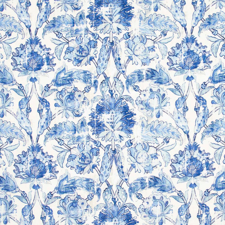 Grove Garden Porcelain Blue by Carole Designer Fabric Red Sea 100% Polyester India 50,000 Wyzenbeek Double Rubs Horizontal: 27.5 and Vertical: 19.125 56.25 - Swanky Fabrics -