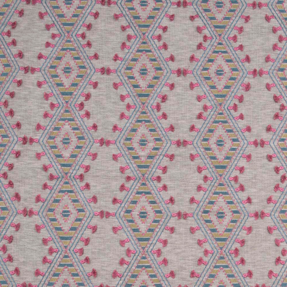 World Travels Jewel by Carole Designer Fabric Pink Jade 71% Polyester, 29% Cotton India 25,000 Wyzenbeek Double Rubs Horizontal: 6.5 and Vertical: 6.25 52 - Swanky Fabrics -