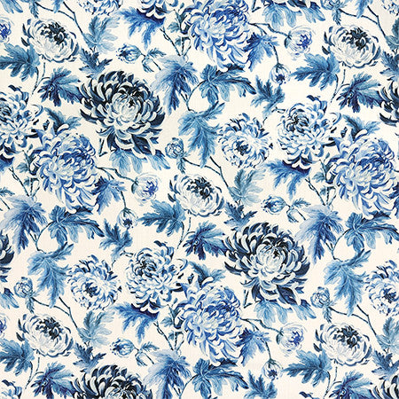 Love Song China Blue by Carole Designer Fabric First Impressions 90% Cotton, 10% Linen Pakistan 27" V, 13 1/2" H HD 54" - Swanky Fabrics -