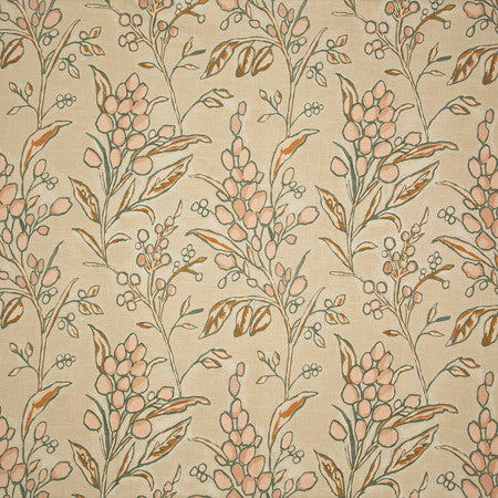 Janice Peach by Carole Designer Fabric Sunset Serenade 55% Linen, 45% Viscose UK 25 1/8" V, 27 1/4" H 55"" - Swanky Fabrics -