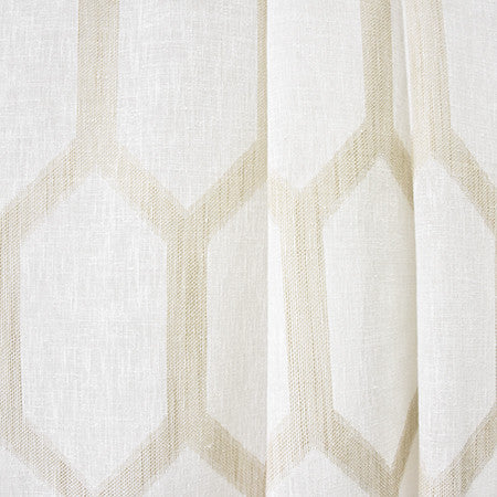 To The Point Fawn by Carole Designer Fabric Sheer Luxury 85% Polyester, 15% Cotton-Weighted Hem INDIA 13 1/2" V, 4 1/2" H 116" - Swanky Fabrics -