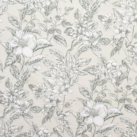 Island Blooms Ecru by Carole Designer Fabric Wellington 100% Cotton SPAIN 30,000 Wyzenbeek Double Rubs 27" V, 13 1/2" H HD 54" - Swanky Fabrics -
