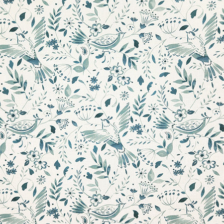 Bird Lover Spa by Carole Designer Fabric Dewdrop 100% Cotton Spain 27" V, 13 1/2" H HD 54" - Swanky Fabrics -