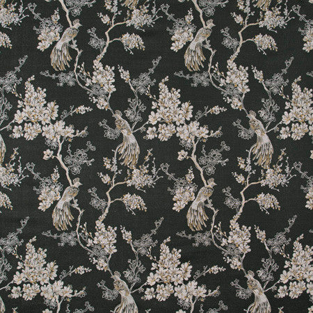 Bird In Waiting Noir by Carole Designer Fabric Birch 63% Polyester, 37% Viscose India 20 5/8" V, 13 1/2" H 51" - Swanky Fabrics -