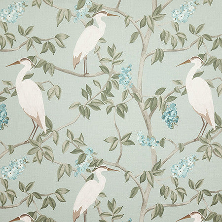 Spot A Heron Mineral by Carole Designer Fabric Dewdrop 100% Cotton India 33,000 WYZENBEEK DOUBLE RUBS 24 5/8" V, 27 1/4" H 55" - Swanky Fabrics -