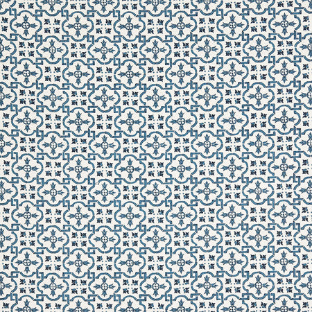 Saint Martin Navy by Carole Designer Fabric Oasis 100% Cotton USA 4 1/4" V, 2 1/8" H HD 54" - Swanky Fabrics -