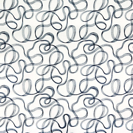 Ribbon Dance Indigo by Carole Designer Fabric Shape Shifter Base: 60% Poly, 30% Cotton, 10% Linen Embr: 100% Viscose India 15 3/4" V, 13" H 52" - Swanky Fabrics -