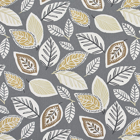 Falling Leaves Ash by Carole Designer Fabric Moonstone 100% Cotton Usa 50,000 Wyzenbeek Double Rubs 26 1/2" V, 27 1/4" H HD 56.5" - Swanky Fabrics -