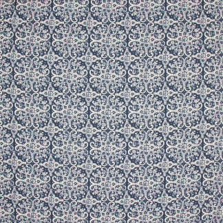 Press Badge Navy by Carole Designer Fabric Refined Beauty 90% Cotton, 10% Linen Pakistan Passes 25,000 Double Rubs Wyzenbeek Horizontal: 6 1/4" and Vertical: 6 1/4" V 54" - Swanky Fabrics -