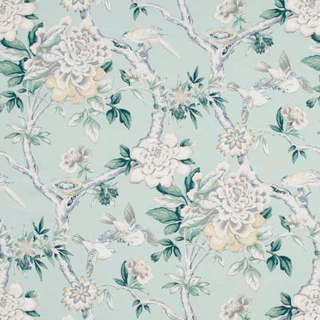 Bird Sanctuary Julep by Carole Designer Fabric Pink Jade 100% Cotton- SSR Peru 25 1/4" V, 13 1/2" H HD 54" - Swanky Fabrics -