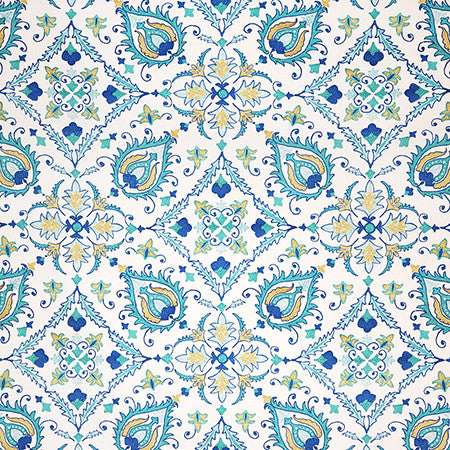 Faux Show Seaglass by Carole Designer Fabric First Impressions 100% Cotton India 25 1/4" V, 13 1/2" H HD 54" - Swanky Fabrics -