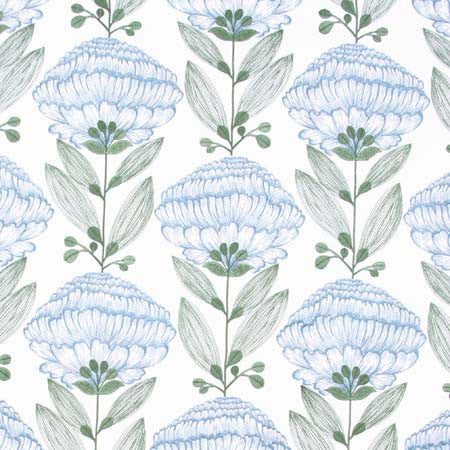Allium Bloom Periwinkle by Carole Designer Fabric Red Sea 76% Polyester, 24% Cotton India 12 3/4" V, 12 3/4" H HD 51" - Swanky Fabrics -