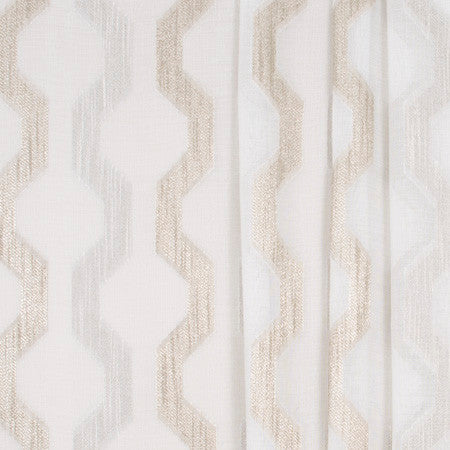Two Paths Sand by Carole Designer Fabric Sheer Marvel 100% Polyester TURKEY 7 1/2" V, 7 5/8" H 118" - Swanky Fabrics -