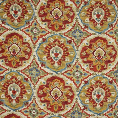 Culture Harvest by Carole Designer Fabric Golden Sunrise,Red Sea 67% Viscose, 33% Linen Spain Passes 15,000 Double Rubs Wyzenbeek Horizontal: 27" and Vertical: 27" V 54" - Swanky Fabrics -