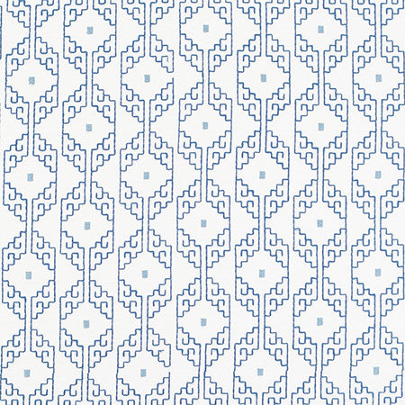 Our Corner Ocean by Carole Designer Fabric Bluebell 75% Cotton, 25% Spun Polyester India 5" V, 5 3/4" H 52" - Swanky Fabrics -